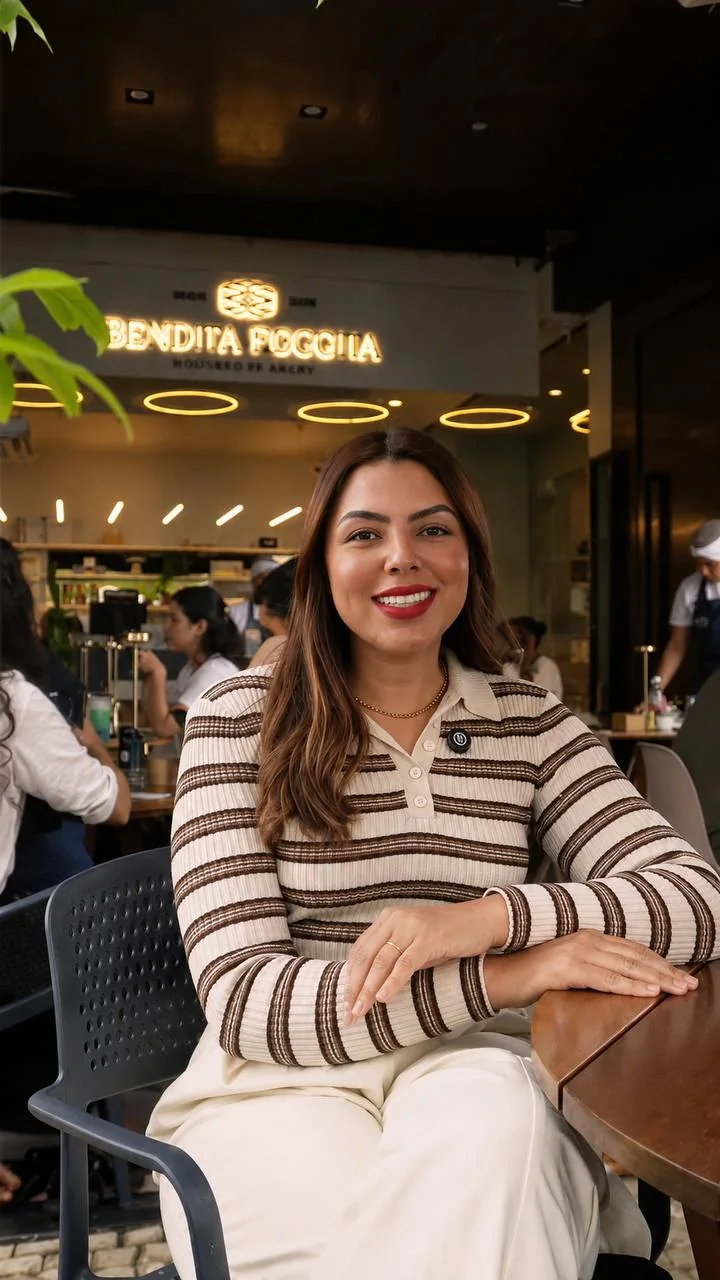 Chef Geicy Galindo na sua doceria Bendita Receita